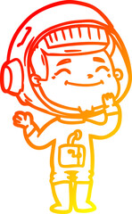 warm gradient line drawing happy cartoon astronaut
