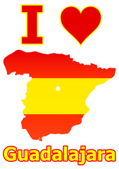 Spanienkarte mit der Stadt Guadalajara Flagge Karte