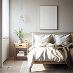 Minimal and cosy bedroom design with pastel colours