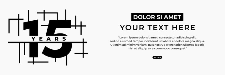 best 15 years vector or 15 years in business vector in flat style. Simple vector design of number 15 or 15 years in business. For needs related to experience design in business 15th.