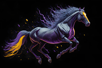 Obraz na płótnie Canvas Colorful horse on dark background. Generative AI. 
