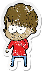 distressed sticker of a cartoon woman