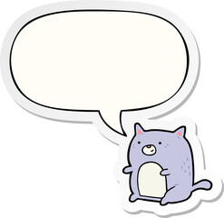 cartoon cat and speech bubble sticker