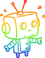 rainbow gradient line drawing cute surprised robot