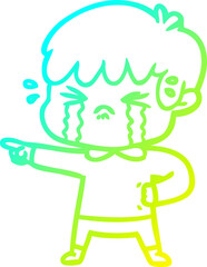 cold gradient line drawing crying boy cartoon