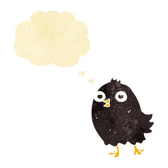 funny cartoon bird with thought bubble