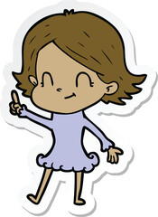 sticker of a cartoon friendly girl