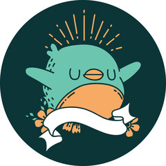 icon of tattoo style flapping robin