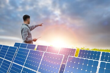A big field with solar renewable energy