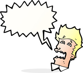 cartoon frightened man with thought bubble
