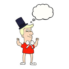 thought bubble cartoon celebrating man