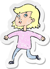 retro distressed sticker of a cartoon woman