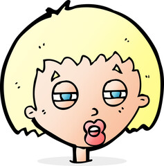 cartoon woman narrowing eyes