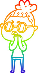 rainbow gradient line drawing cartoon annoyed woman