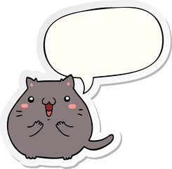 happy cartoon cat and speech bubble sticker