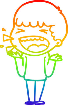 recommend clip art: rainbow gradient line drawing cartoon laughing man