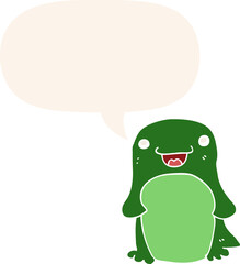 cartoon penguin and speech bubble in retro style