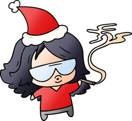 christmas gradient cartoon of kawaii girl