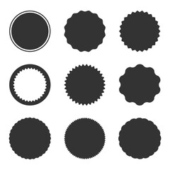 A set of black blank labels with a white background