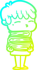 cold gradient line drawing cartoon curious boy