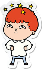 Obraz premium sticker of a cartoon amazed boy