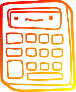 recommend clip art: warm gradient line drawing cartoon calculator