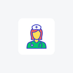 Doctor, female assistant fully editable vector fill icon

