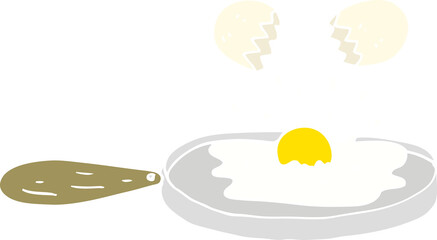 frying flat color illustration of a cartoon egg