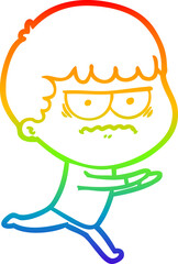 rainbow gradient line drawing cartoon annoyed man