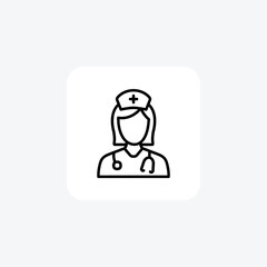 Doctor, female assistant fully editable vector fill icon

