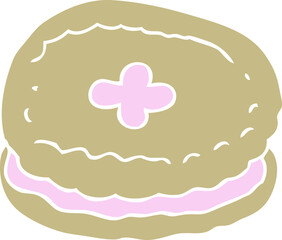 flat color illustration of a cartoon biscuit