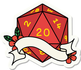 natural twenty D20 dice roll sticker