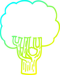 cold gradient line drawing cartoon blooming tree