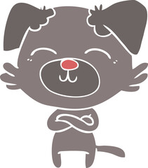 Fototapeta premium flat color style cartoon dog crossing arms