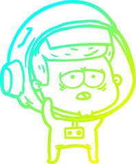 cold gradient line drawing cartoon tired astronaut
