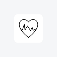 Heart, heartbeat fully editable vector Line Icon