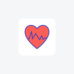 Heart, heartbeat fully editable vector fill icon