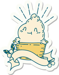 sticker of tattoo style ice cream character
