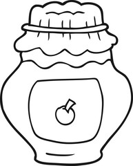 black and white cartoon jar of jam