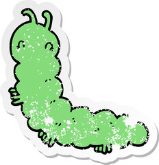 distressed sticker of a cartoon caterpillar