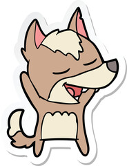 sticker of a cartoon wolf laughing