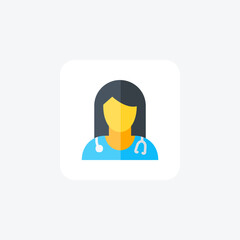 Doctor, female fully editable vector Flat Icon