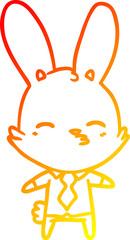 warm gradient line drawing curious bunny cartoon