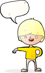 cartoon happy man with speech bubble