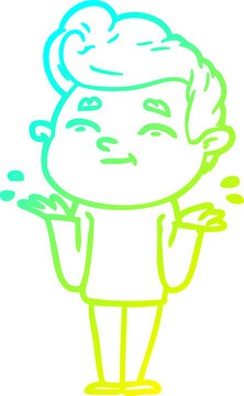 recommend clip art: cold gradient line drawing happy cartoon man shrugging