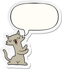 cartoon cat and speech bubble sticker