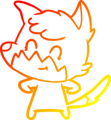 warm gradient line drawing cartoon friendly fox