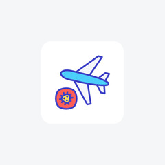 Airplane, unsafe fully editable vector fill icon

