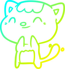 cold gradient line drawing cute happy little cat
