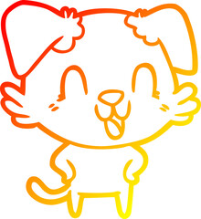 warm gradient line drawing laughing cartoon dog